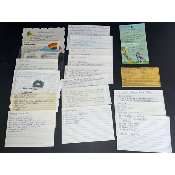 Vtg Recipe Box + Cards & Dividers White Floral Poem Few Recipe's Top Load - Picture 8 of 9